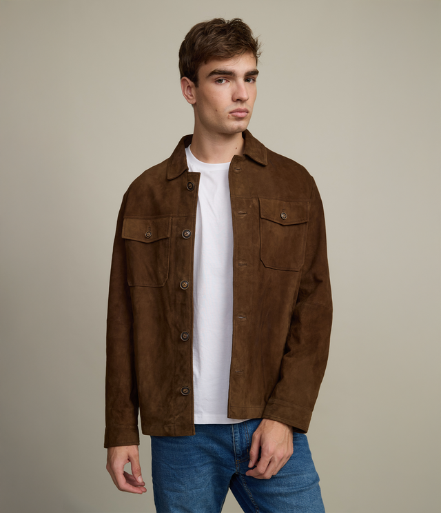 Chaqueta Hombre 100% Cuero Gamuza Jack Camel