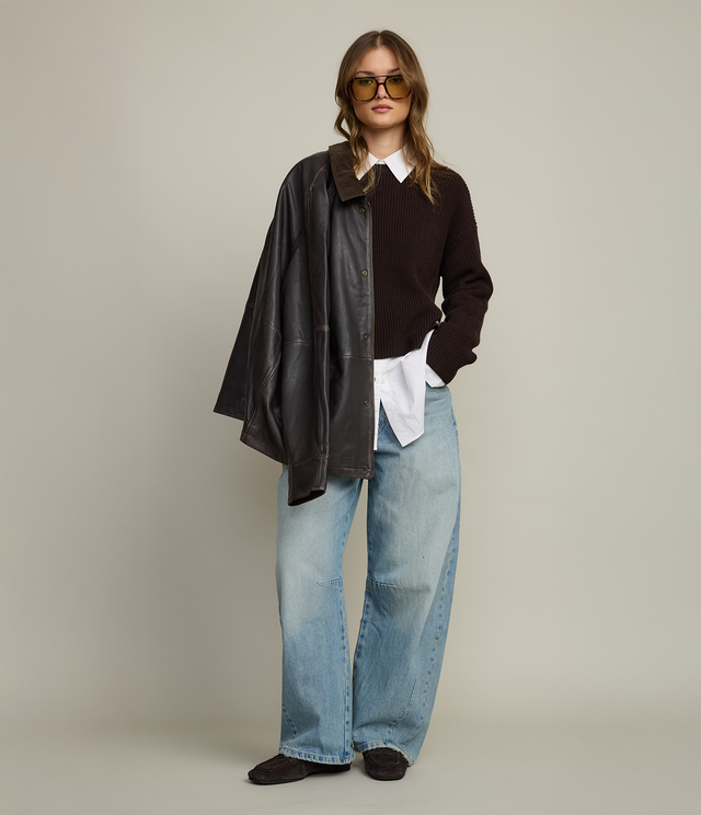 Chaqueta Mujer 100% Cuero Vintage Café