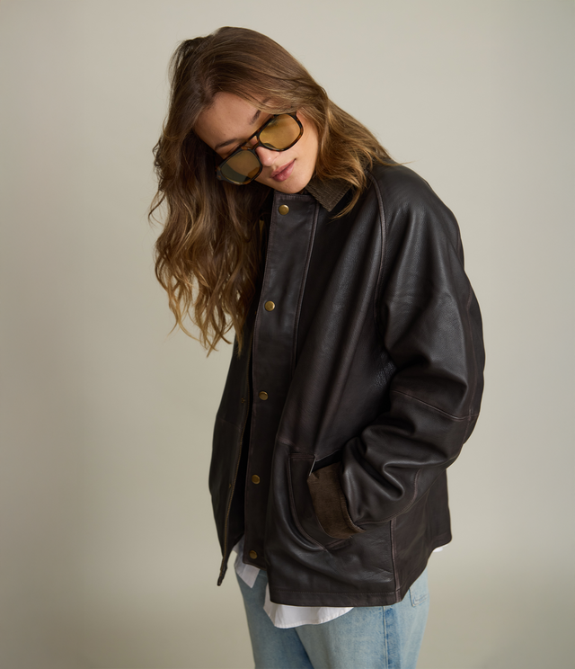 Chaqueta Mujer 100% Cuero Vintage Café