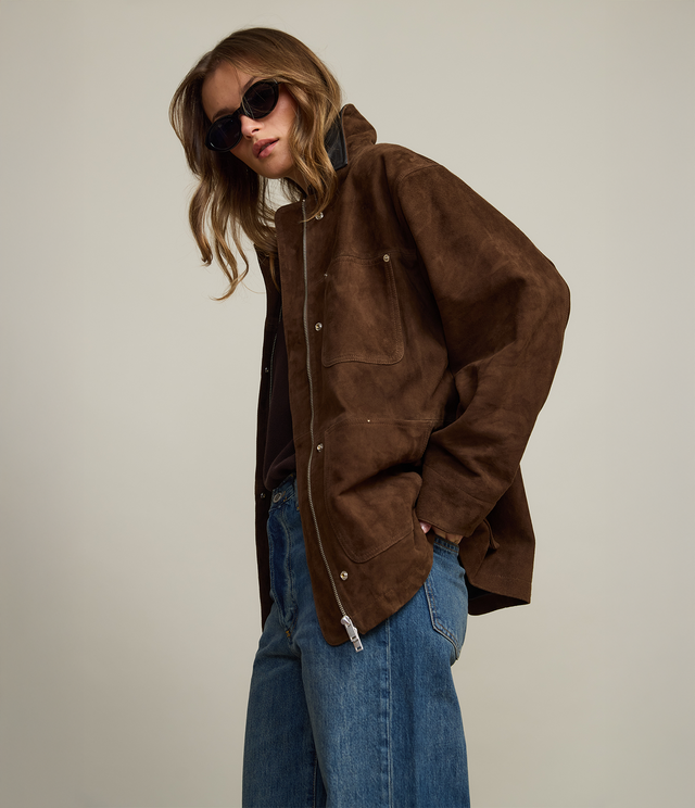 Chaqueta Mujer 100% Cuero Mara Café