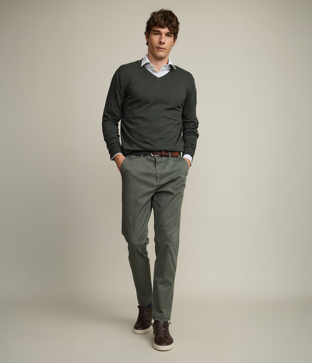 Sweater Hombre Algodón Merino Daloa Verde Oscuro