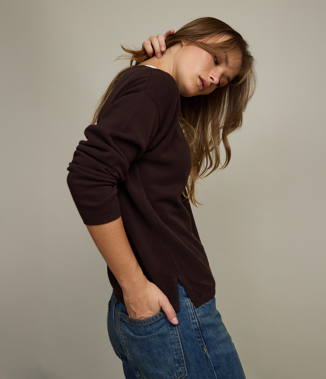 Polerón Tejido Mujer 100% algodón Café Chocolate