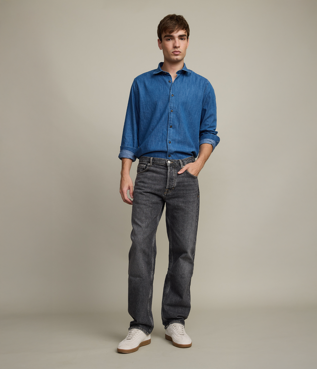 Camisa Hombre Denim Manga Larga Colt Azul