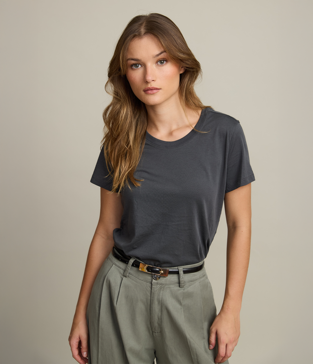 Polera Mujer 100% Algodón Adal Gris Oscuro