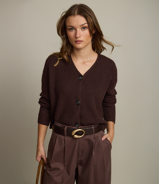 Cárdigan Mujer 100% Algodón Marta Café Rojizo