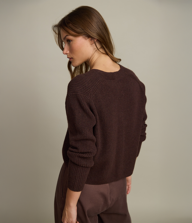 Cárdigan Mujer 100% Algodón Cala Café Rojizo