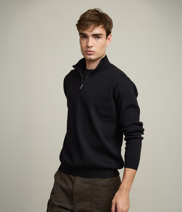 Sweater Hombre Tokio Half Zipper Negro