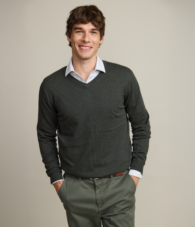 Sweater Hombre Algodón Merino Daloa Verde Oscuro