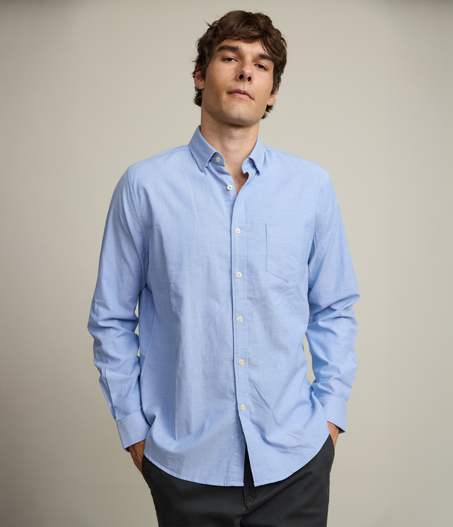Camisa Hombre Oxford Manga Larga Ellies Azul