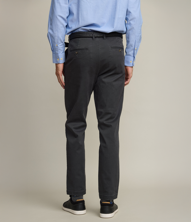 Pantalón Hombre Algodón Lyocell Chino Gris Marengo