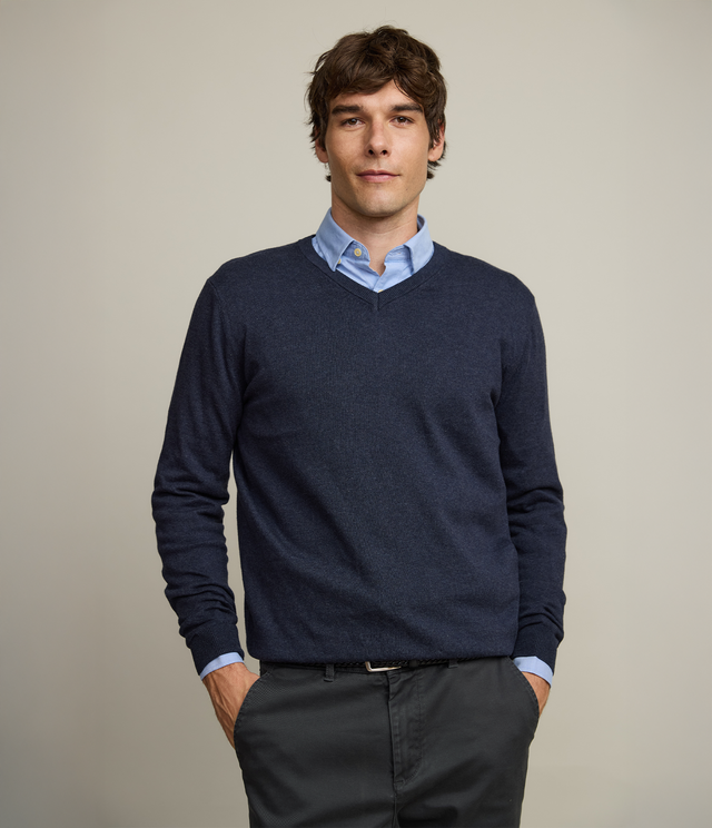 Sweater Hombre Algodón Merino Daloa Azul Marino