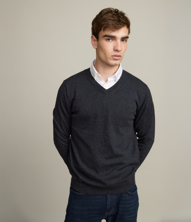 Sweater Hombre Algodón Merino Daloa Gris Marengo