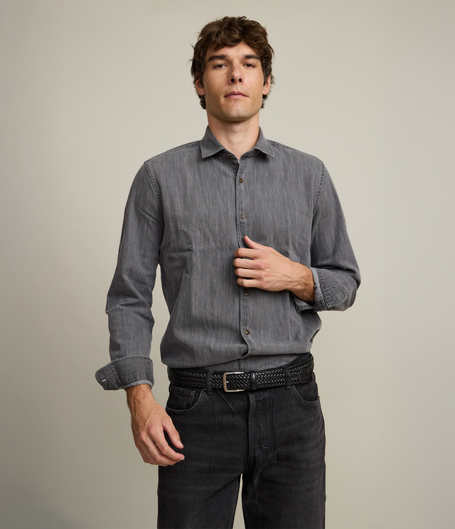 Camisa Hombre Denim Manga Larga Colt Gris