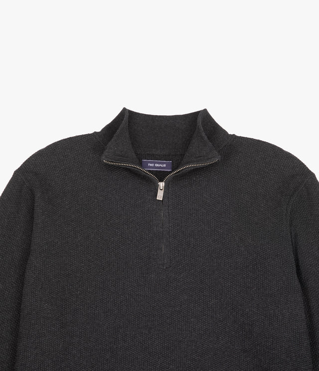 Sweater Hombre 100% Algodón Acra Half Zipper Gris Marengo