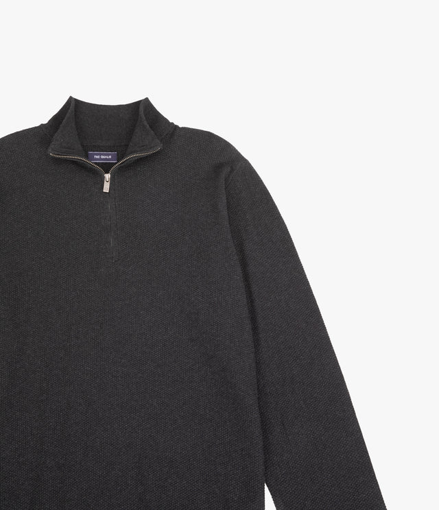 Sweater Hombre 100% Algodón Acra Half Zipper Gris Marengo