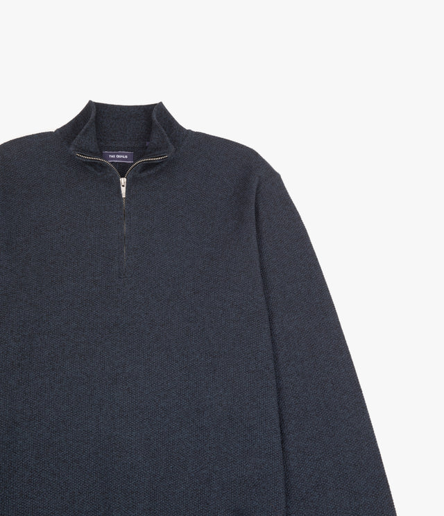 Sweater Hombre 100% Algodón Acra Half Zipper Azul Marino