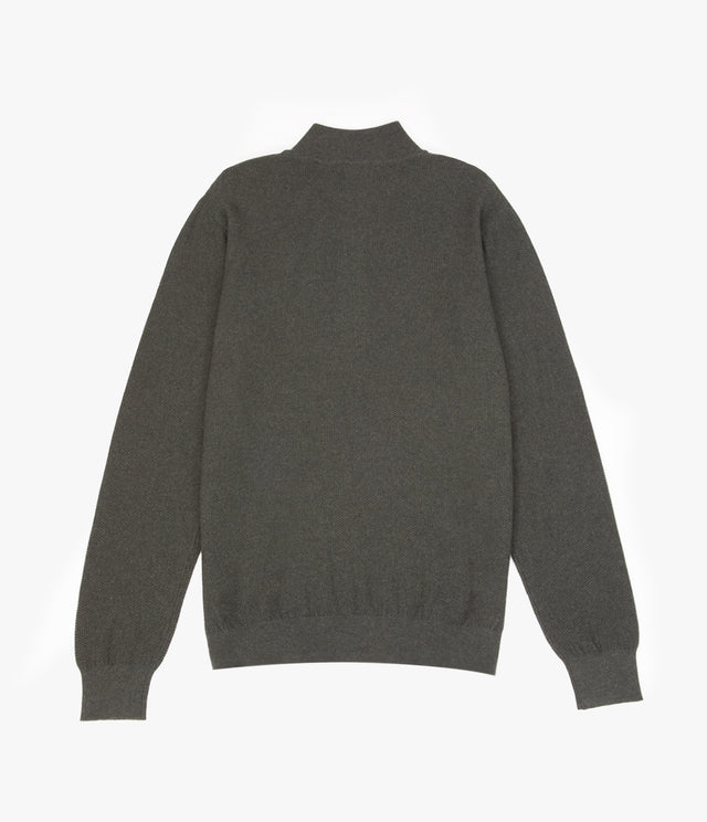 Sweater Hombre 100% Algodón Acra Half Zipper Verde Oscuro