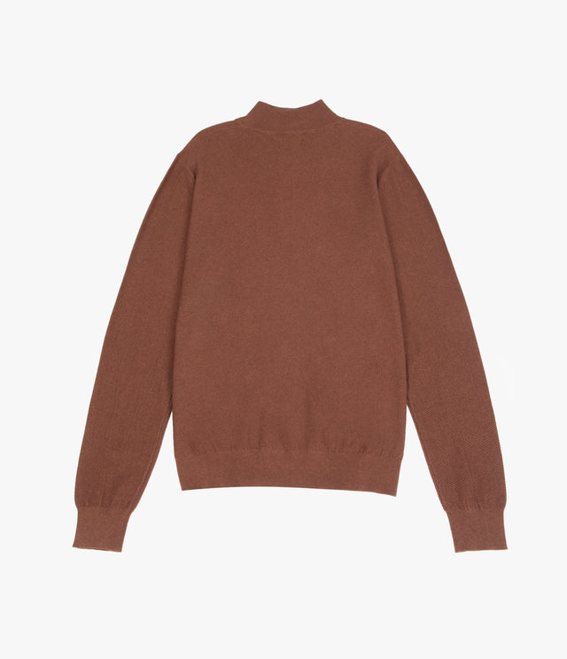 Sweater Hombre 100% Algodón Acra Half Zipper Terracota