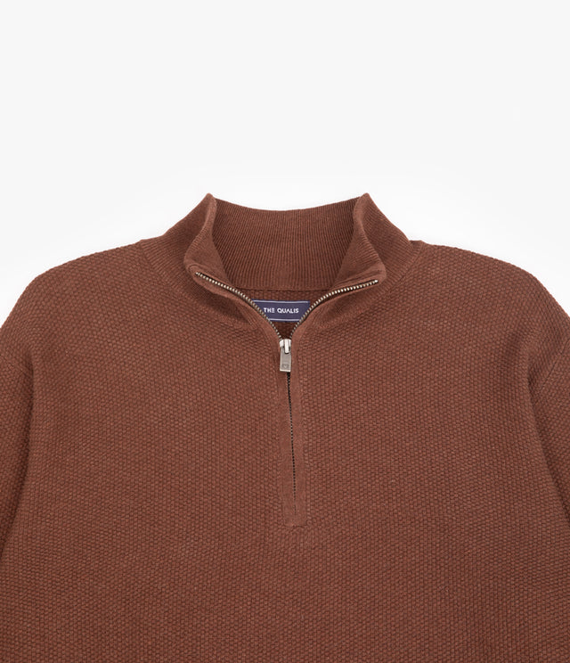 Sweater Hombre 100% Algodón Acra Half Zipper Terracota