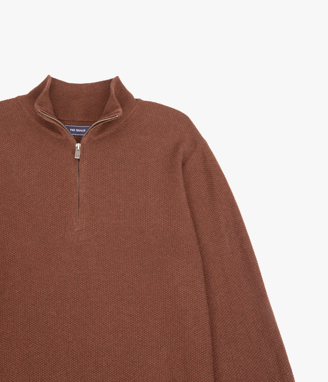 Sweater Hombre 100% Algodón Acra Half Zipper Terracota