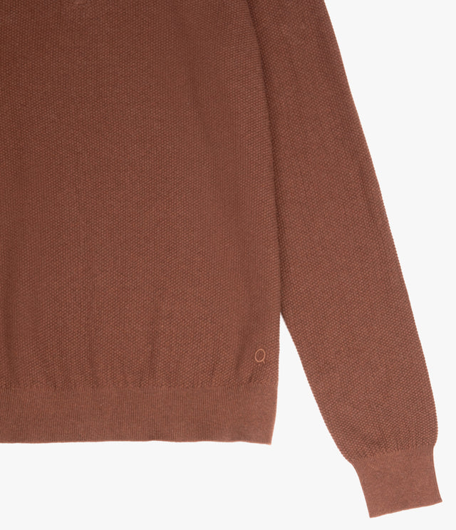 Sweater Hombre 100% Algodón Acra Half Zipper Terracota