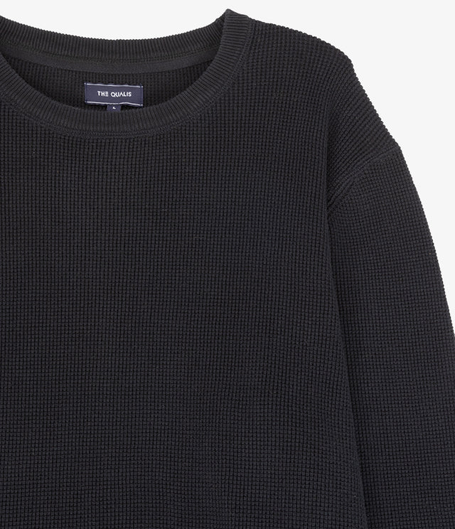 Sweater Hombre 100% algodón Waffle Negro