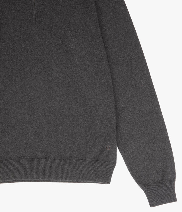 Sweater Hombre Algodón con Lana Merino Medio Cierre Gris marengo