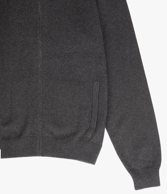 Sweater Hombre Algodón con Lana Merino Cierre Gris Marengo