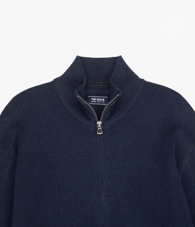 Sweater Hombre Algodón con Lana Merino Cierre Azul Marino