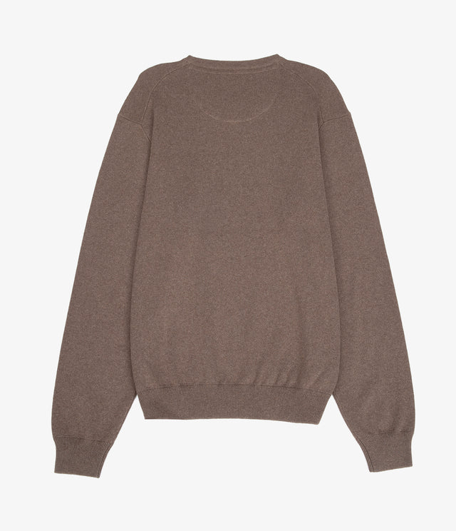 Sweater Hombre Algodón con Lana Merino Cuello Redondo Café