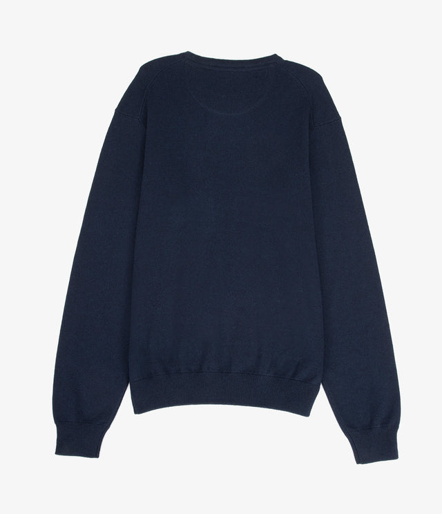 Sweater Hombre Algodón con Lana Merino Cuello Redondo Azul Marino