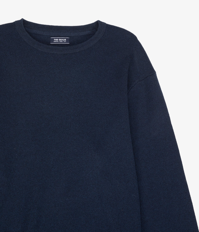 Sweater Hombre Algodón con Lana Merino Cuello Redondo Azul Marino