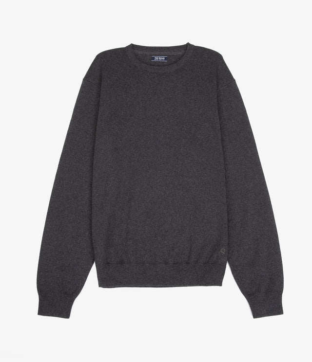 Sweater Hombre Algodón con Lana Merino Cuello Redondo Gris Marengo