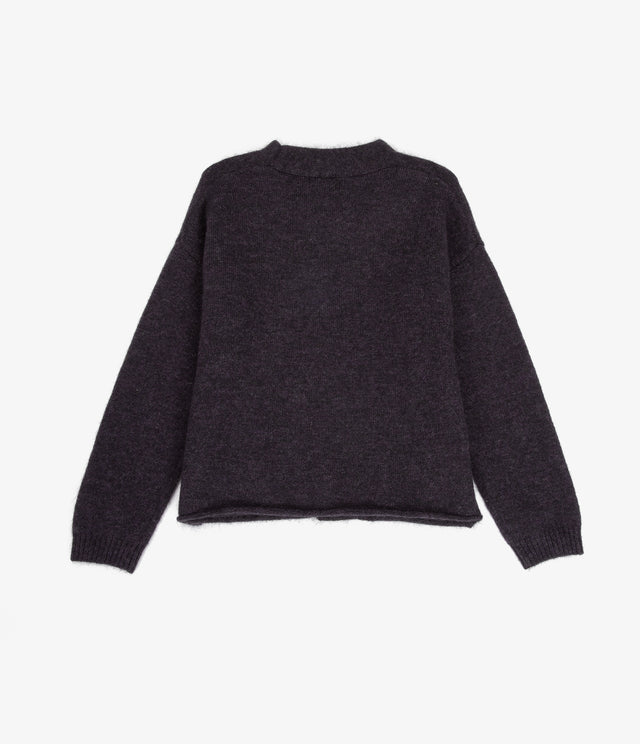 Cárdigan Mujer Mohair Lana Mia Morado Melange