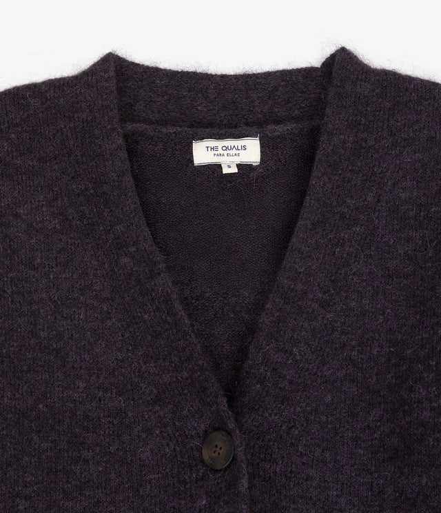 Cárdigan Mujer Mohair Lana Mia Morado Melange