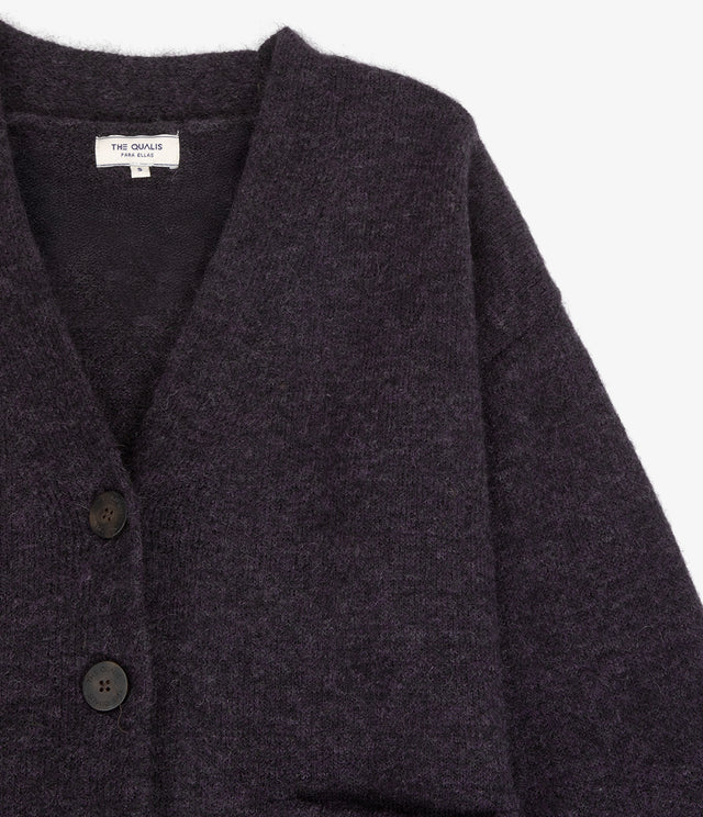 Cárdigan Mujer Mohair Lana Mia Morado Melange