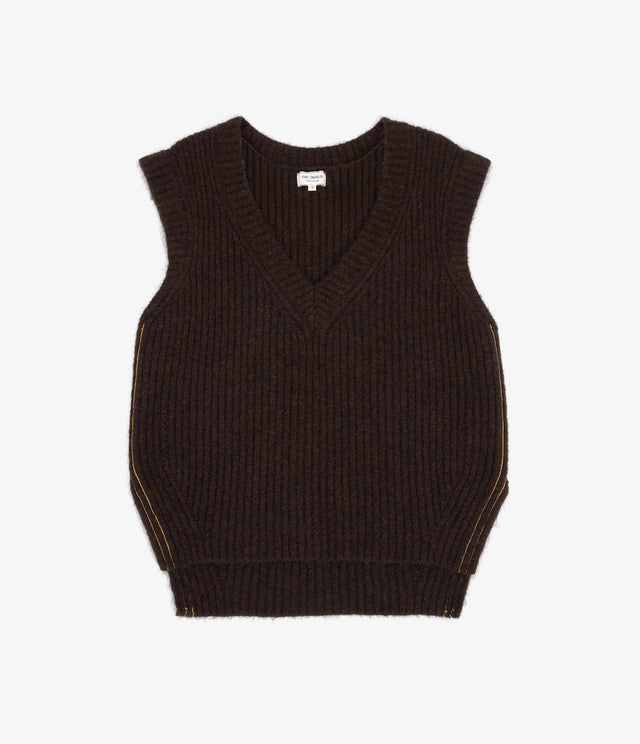Sweater Mujer Mohair Lana Sin Mangas Café