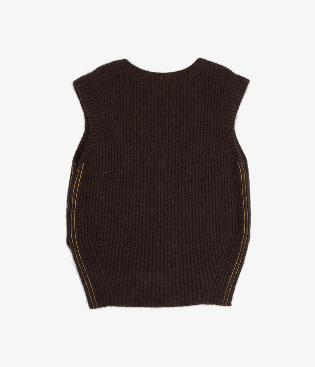 Sweater Mujer Mohair Lana Sin Mangas Café