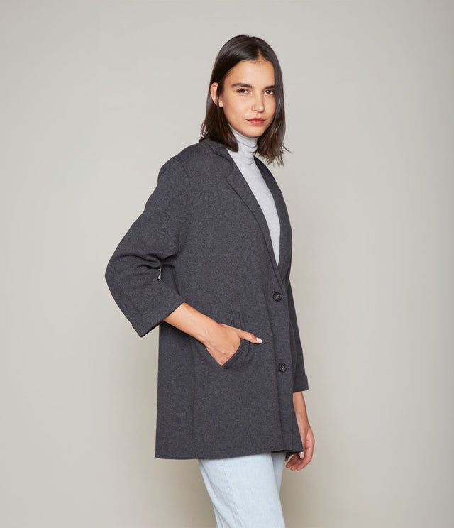Blazer Mujer 100% Algodón Francia Gris Grafito