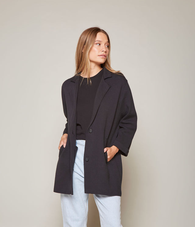 Blazer Mujer 100% Algodón Francia Negro