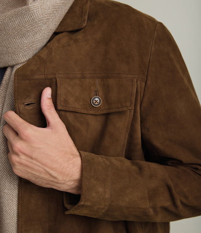 Chaqueta Hombre 100% Cuero Gamuza Jack Camel