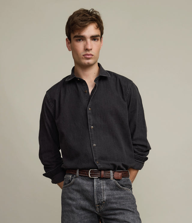 Camisa Hombre Denim Manga Larga Colt Negro