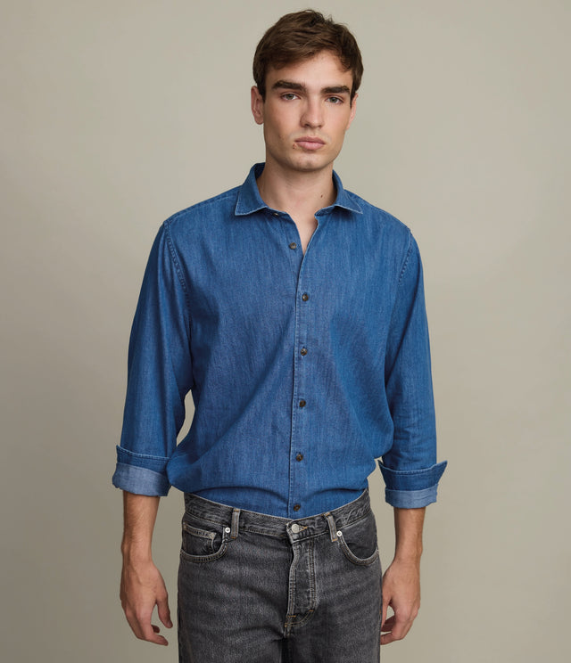 Camisa Hombre Denim Manga Larga Colt Azul