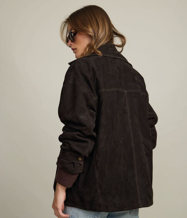 Chaqueta Mujer 100% Cuero Oversize Café