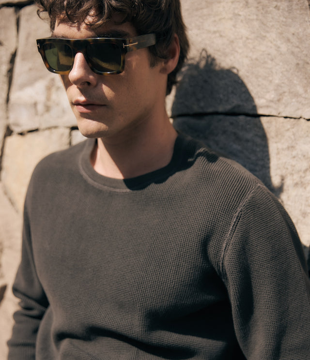 Sweater Hombre 100% algodón Waffle Verde