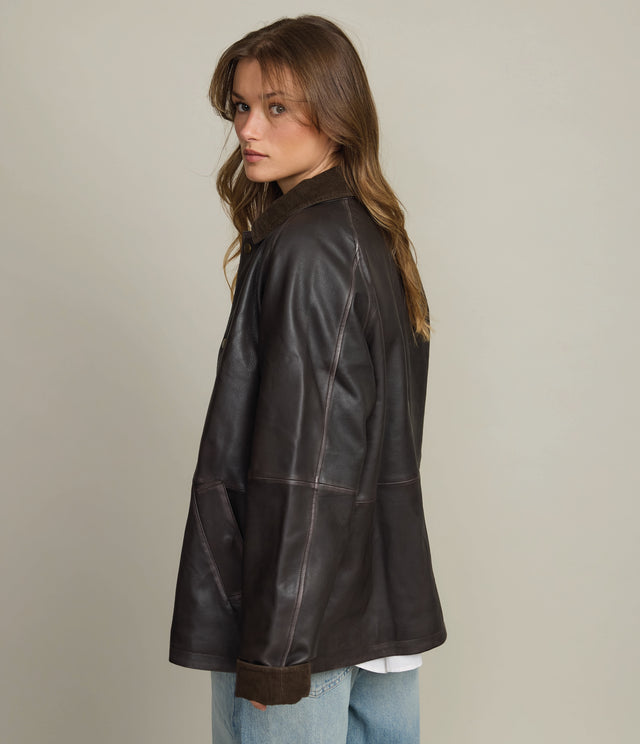 Chaqueta Mujer 100% Cuero Vintage Café