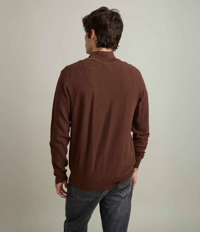 Sweater Hombre 100% Algodón Acra Half Zipper Terracota