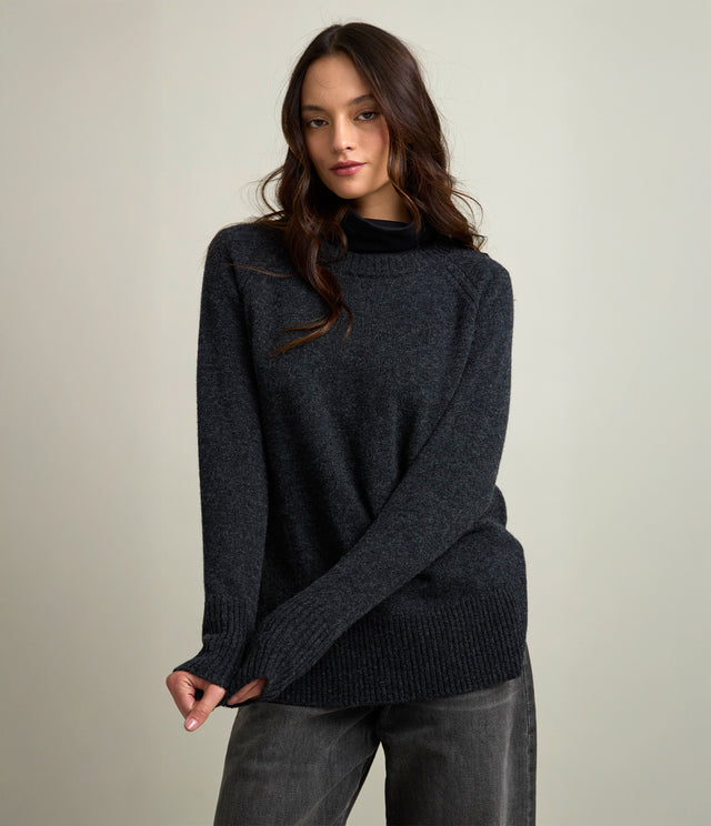 Sweater Mujer 100% Lana Anna Gris Marengo