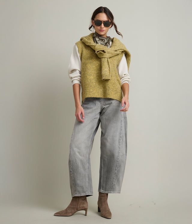 Sweater Mujer Mohair Lana Sin Mangas Pistacho