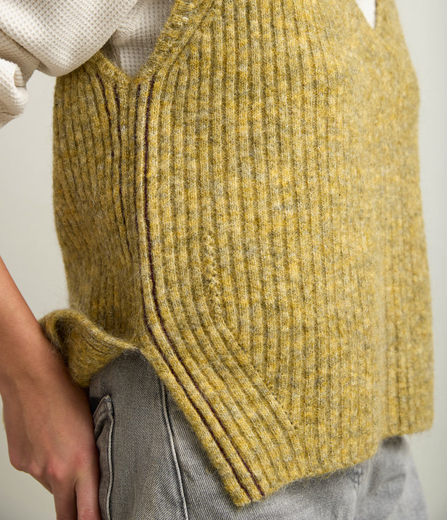 Sweater Mujer Mohair Lana Sin Mangas Pistacho